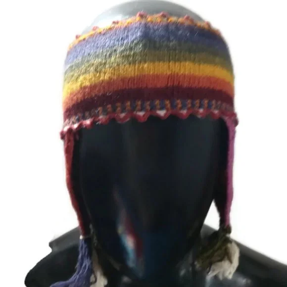 Handmade Headband for Women Woven in Multicolored Wool Andean Mountains Cusco - Picture 2 of 7